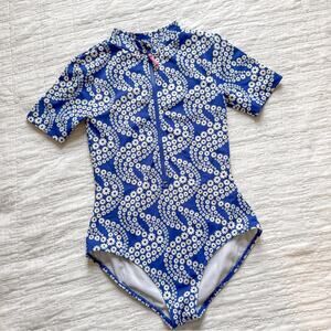 Boden Short Sleeve One Piece Zip Swimsuit 11-12 Years Daisy Wave Print